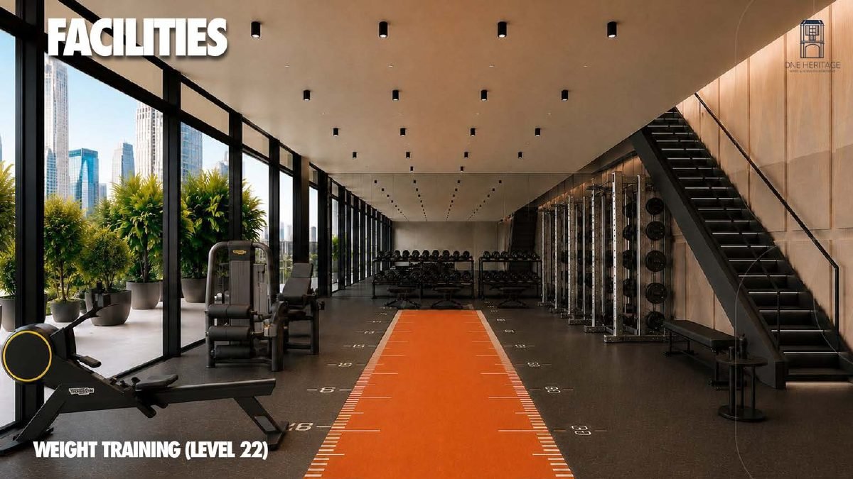 Weight-training area at One Heritage by Yuwang