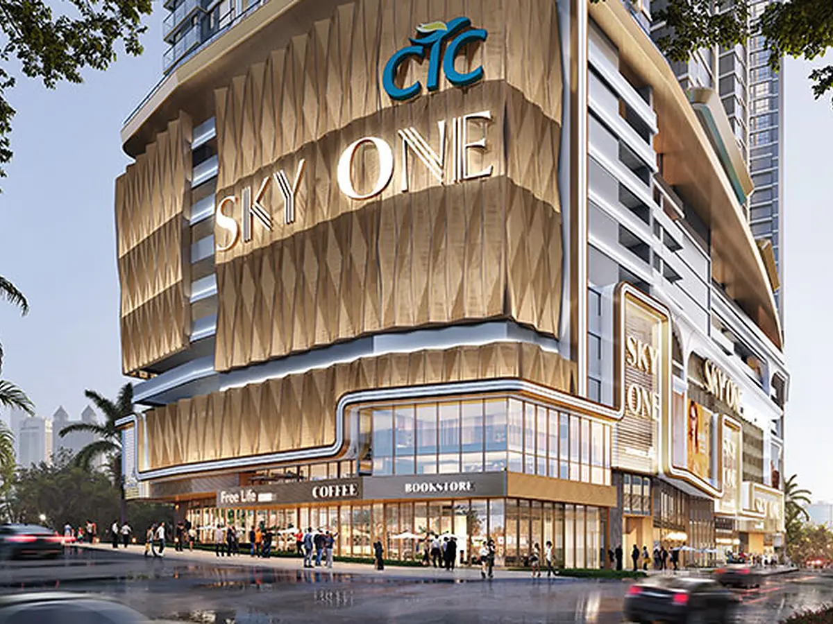CTC SkyOne freehold serviced residence at Bukit Chagar, Johor Bahru — facade rendering